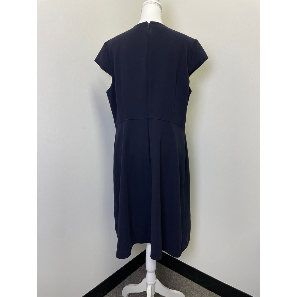 Hobbs London Navy Blue Fit and Flare A-Line Cap Sleeve Dress Size US 14 Office - Picture 4 of 15